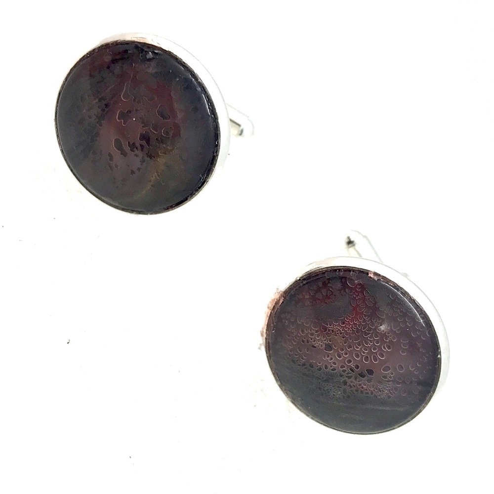 Cufflinks silver plated handcrafted glass